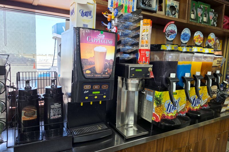 The coffee and hot drinks counter