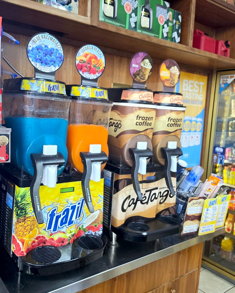 Frazil and frozen coffee machines on the drinks counter
