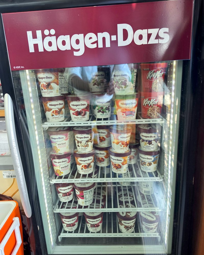 A full Haagen-Dazs freezer cabinet in the store